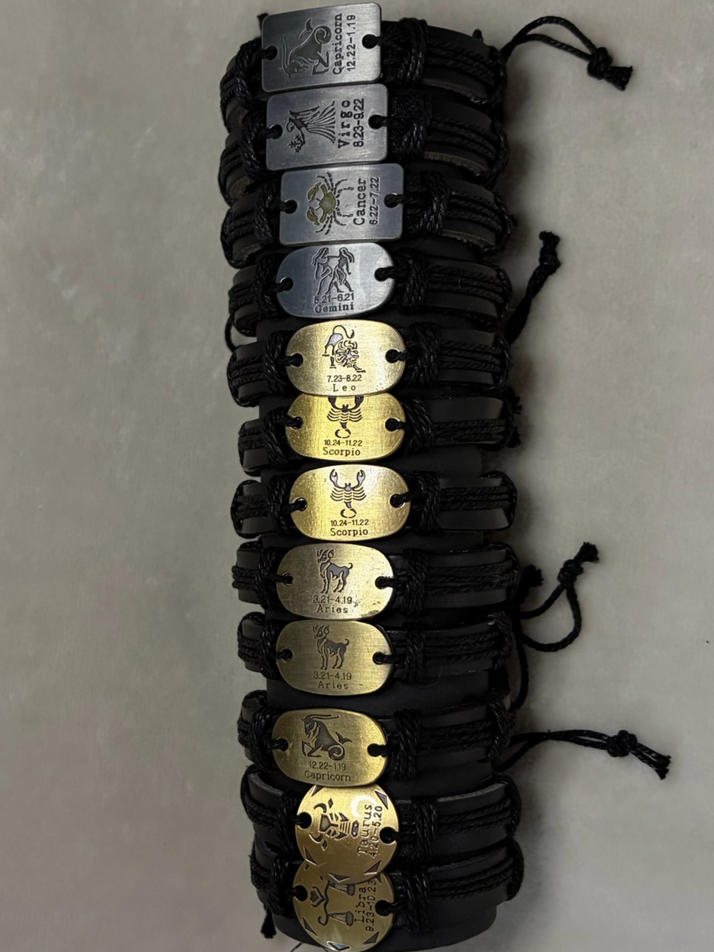 Black Braided Leather Zodiac Bracelet